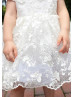 Ivory Butterfly Lace Tulle Flower Girl Dress With Removable Train